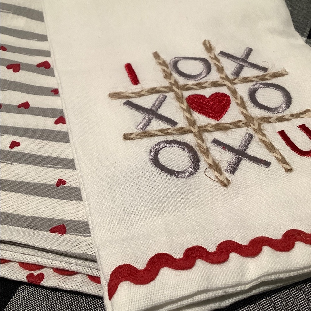 Valentines dish towels